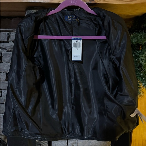 Authentic Polo Ralph Lauren Classic Black Leather Moto Jacket - Picture 4 of 10